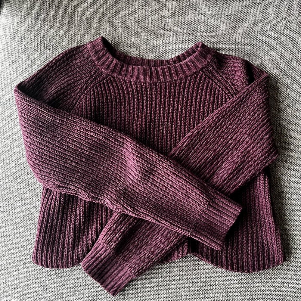 Scalloped Burgundy Sweater